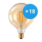 Mehrfachpackung 18x Noxion Lucent LED E27 Globe Fadenlampe Messing 125mm 7.2W 630lm - 822 Extra Warmweiß | Ersatz für 60W
