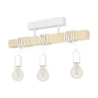 Eglo Deckenleuchte Townshend Stahl Weiß Holz | IP20 - Geeignet für 3x E27 